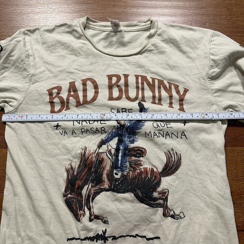 Bad Bunny Most Wanted Tour T Shirt Unisex S Beige Long Sleeve Concert Music City - Picture 8 of 13